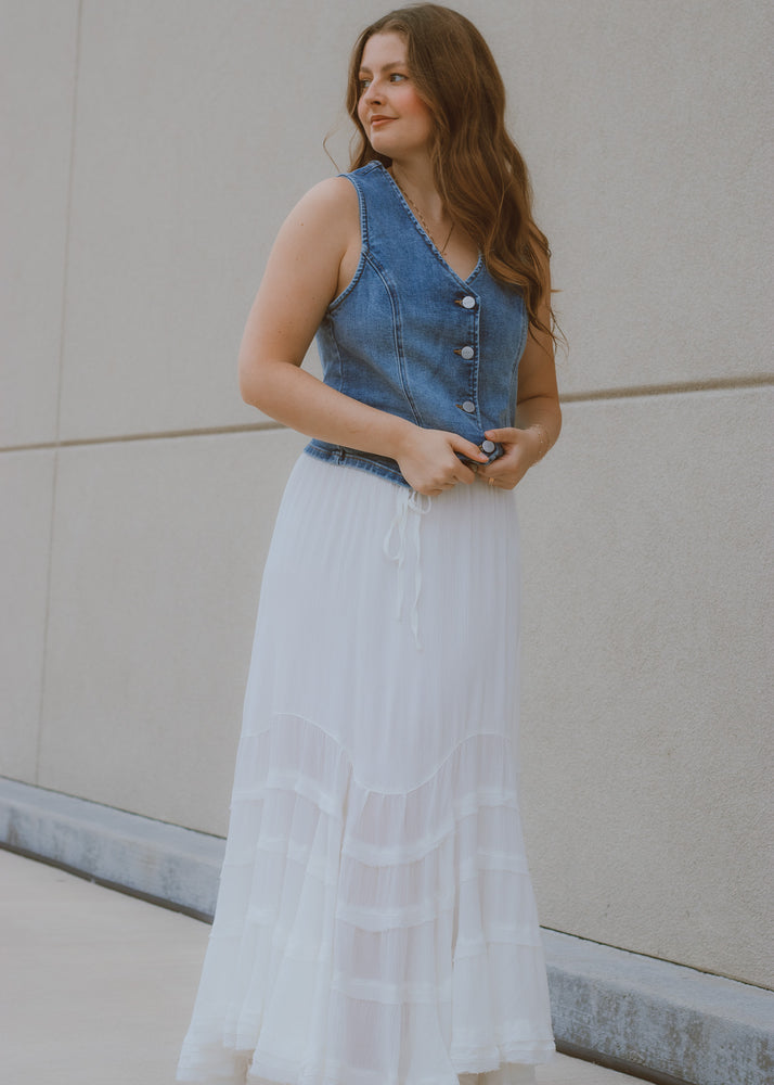 Beach Vacation White Maxi Skirt