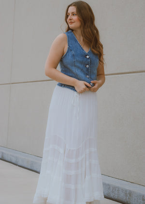 Beach Vacation White Maxi Skirt