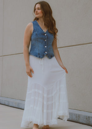 Beach Vacation White Maxi Skirt