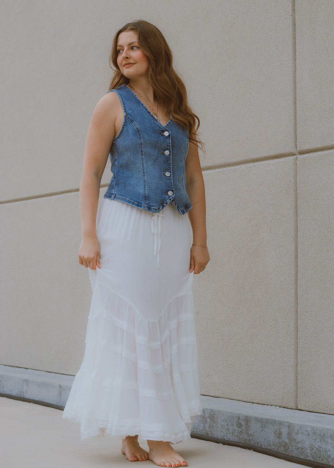 Beach Vacation White Maxi Skirt