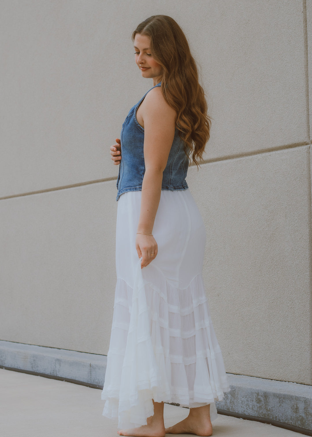 Beach Vacation White Maxi Skirt