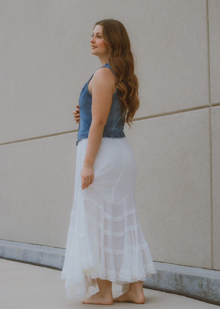 Beach Vacation White Maxi Skirt