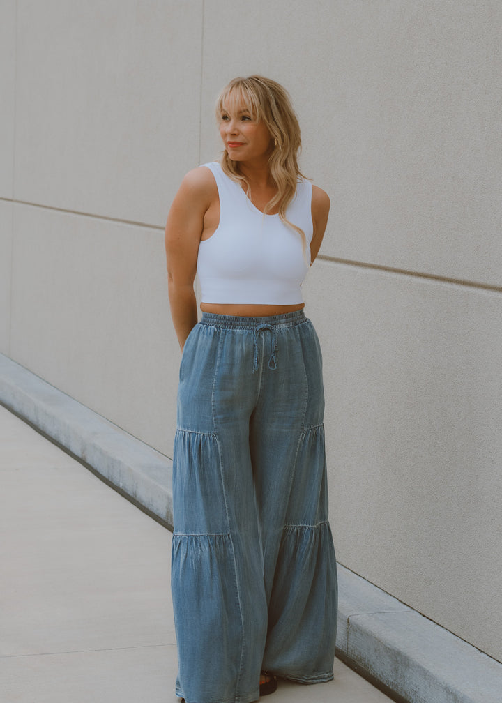 Tobi Chambray Wide Leg Pant