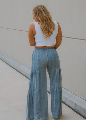Tobi Chambray Wide Leg Pant
