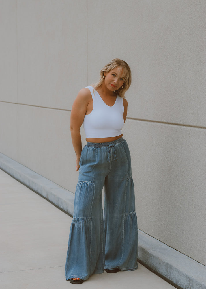 Tobi Chambray Wide Leg Pant