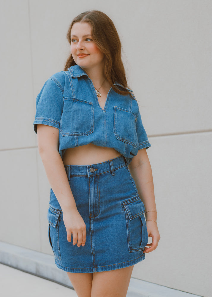 Darlin Short Sleeve Denim Top