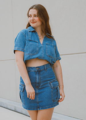 Darlin Short Sleeve Denim Top