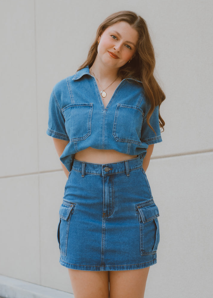 Darlin Short Sleeve Denim Top