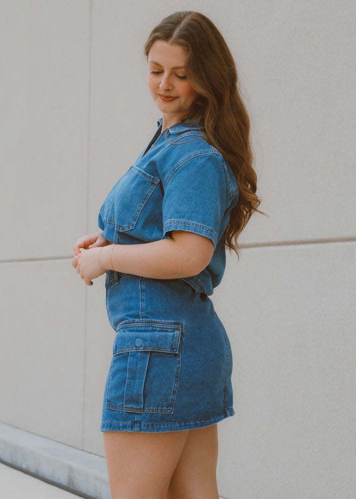 Darlin Cargo Denim Skirt