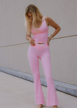 pink legging, cross over waist leggings, pink with white detail legging, flare legging, activewear set, gym outfit, summer activewear