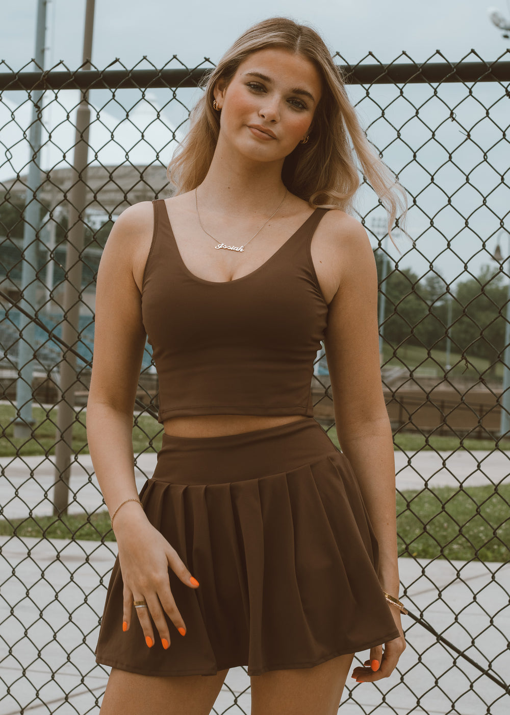 brown two piece set