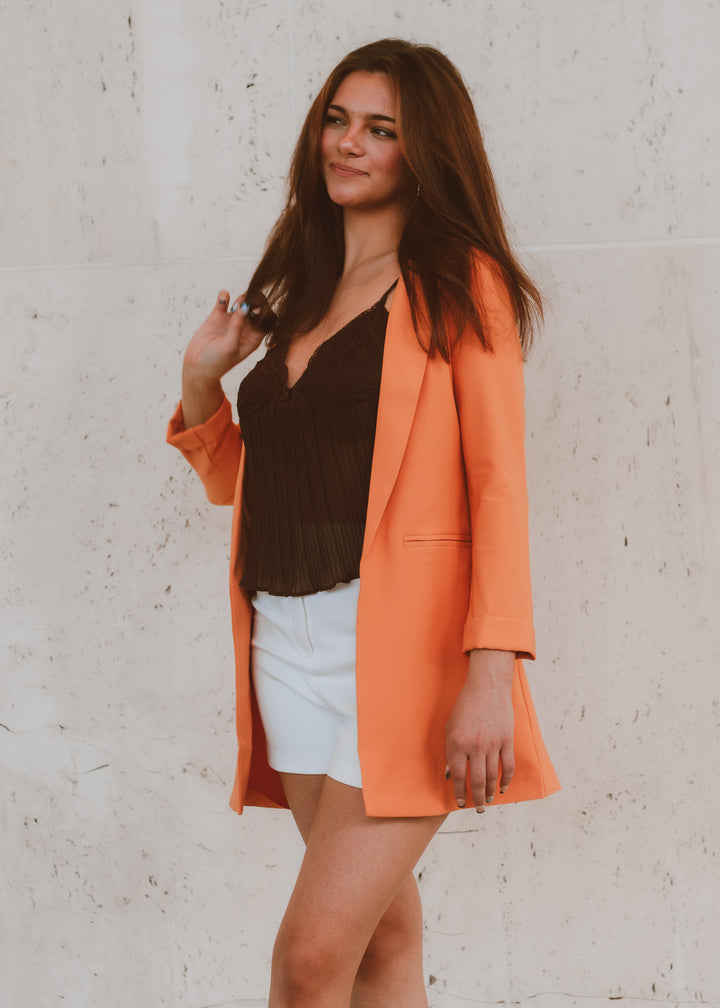 blazer, orange blazer, summer color business attire, business casual blazer summer work outfit, casual blazer