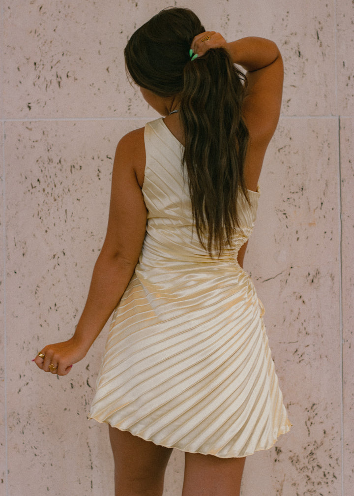 Citrus Sway Pleated Mini Dress
