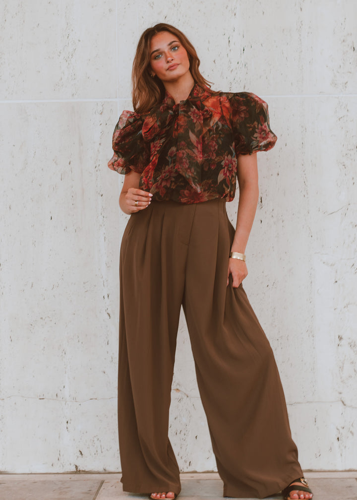 Conference Call Brown Pleated Trouser