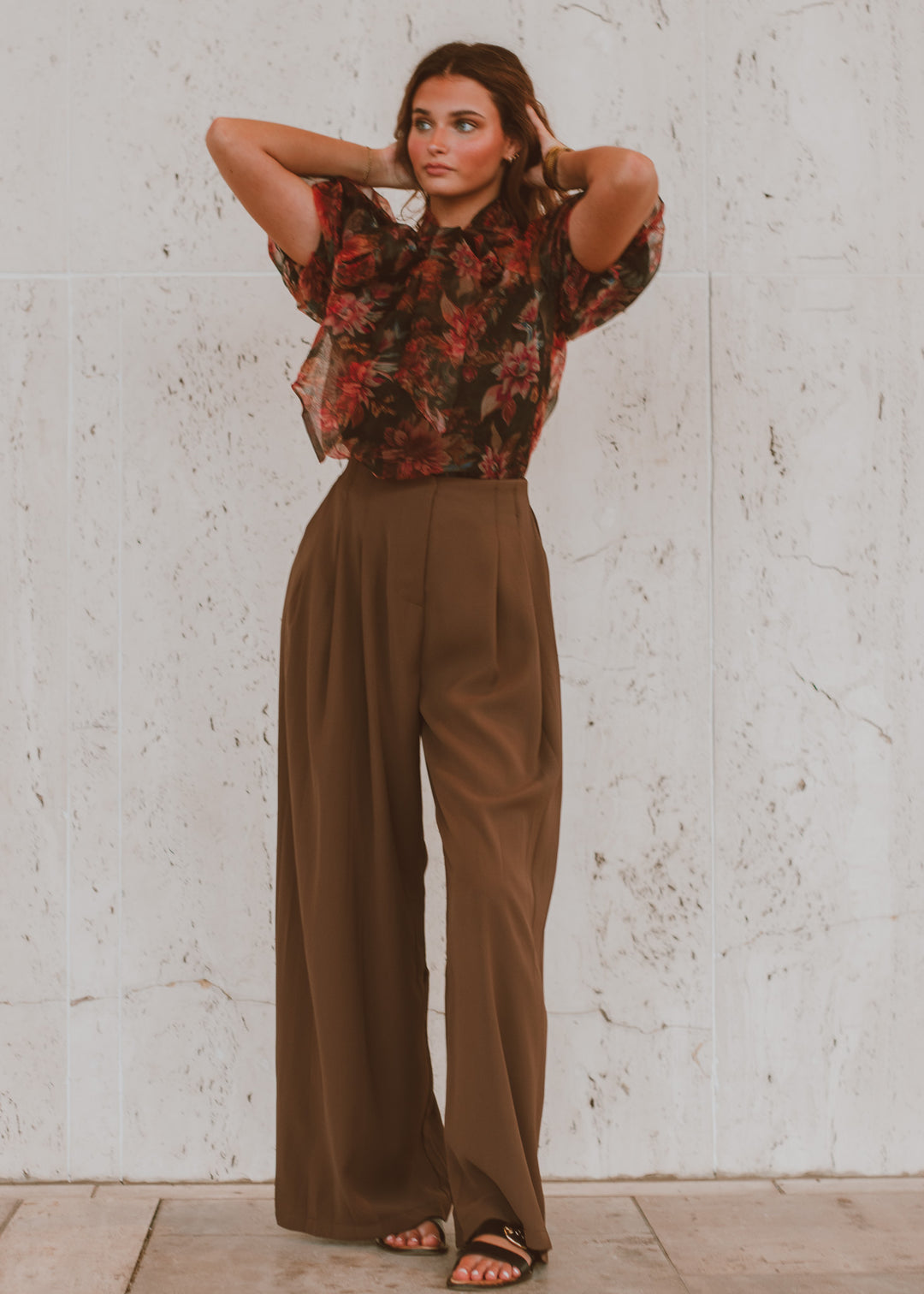 Conference Call Brown Pleated Trouser