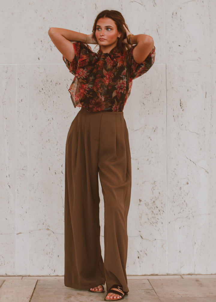 Conference Call Brown Pleated Trouser