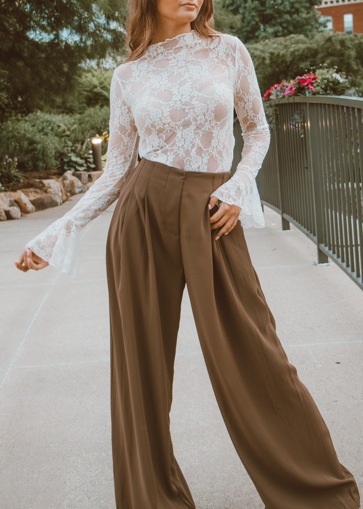 Conference Call Brown Pleated Trouser