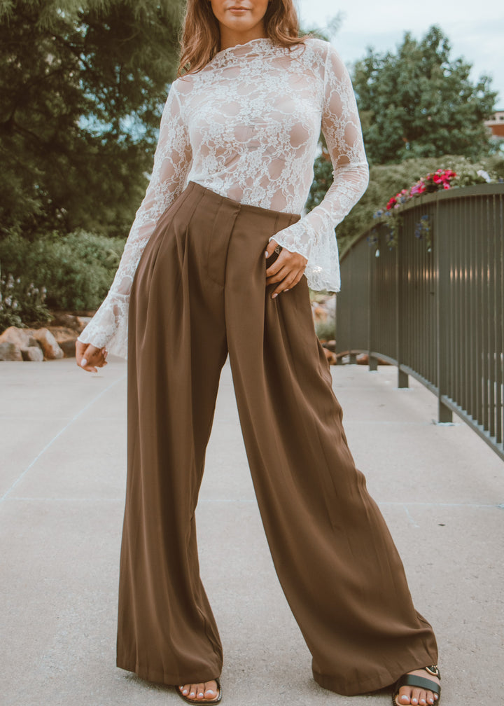 Conference Call Brown Pleated Trouser