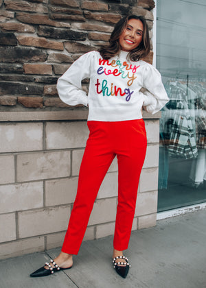 Red About It Stretch Knit Pant