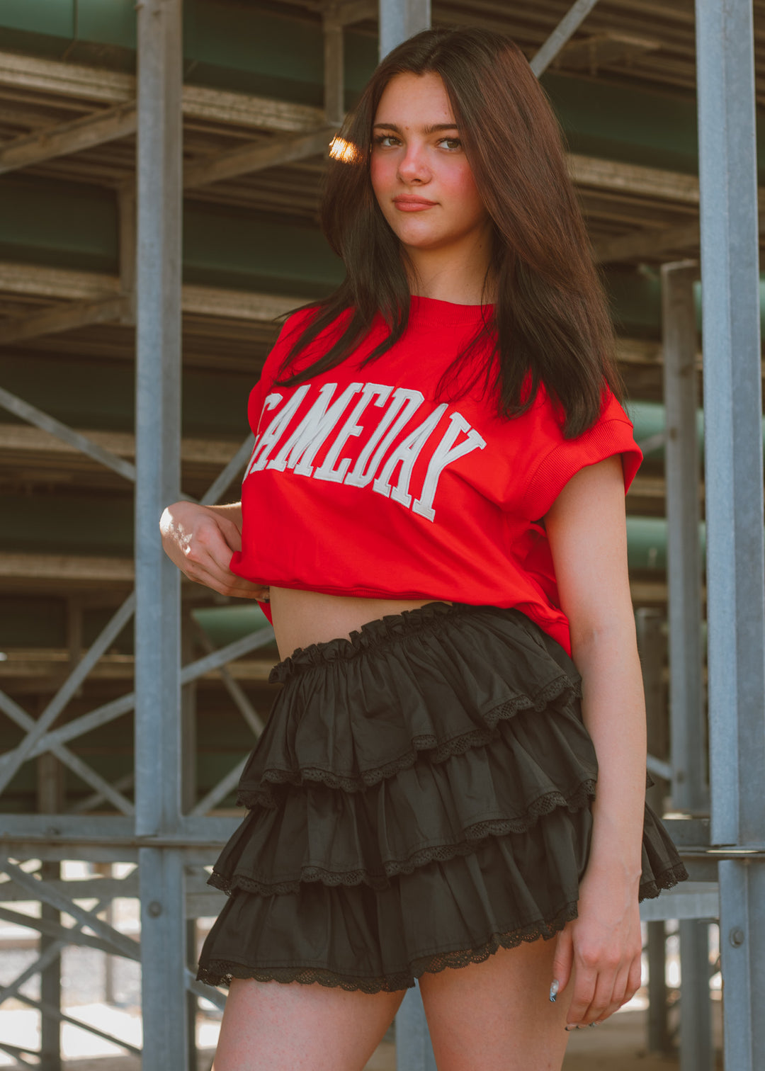 Red gameday cropped top