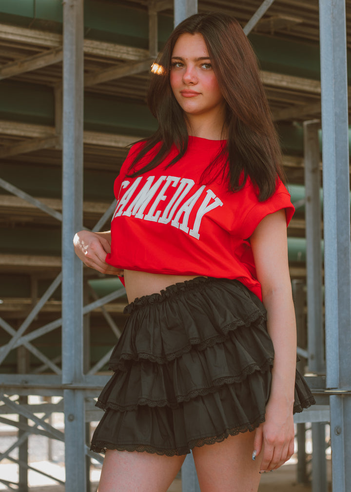 Red gameday cropped top