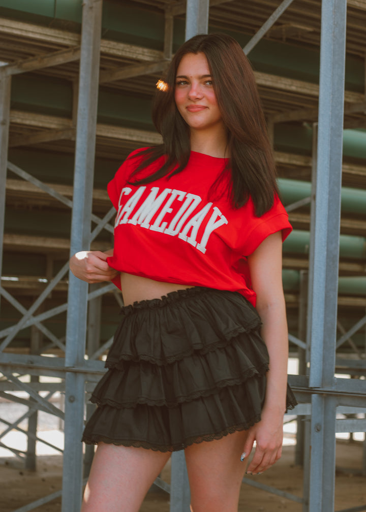 Red gameday cropped shirt 