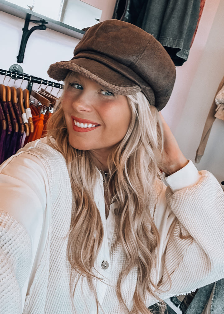 Suede Cabbie Hat