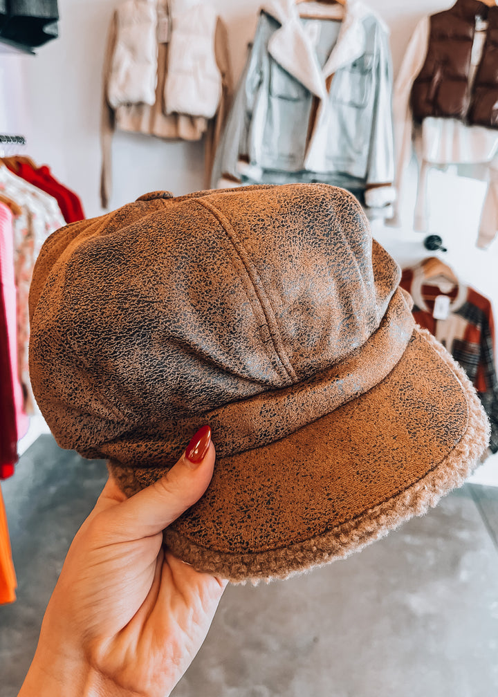Suede Cabbie Hat