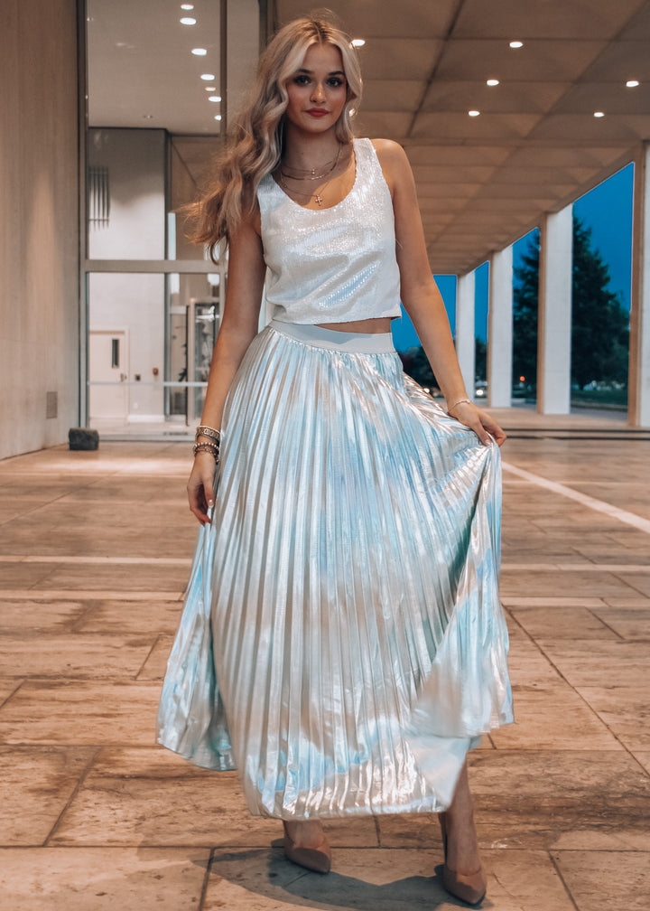 Make the Whole Place Shimmer Silver Tank