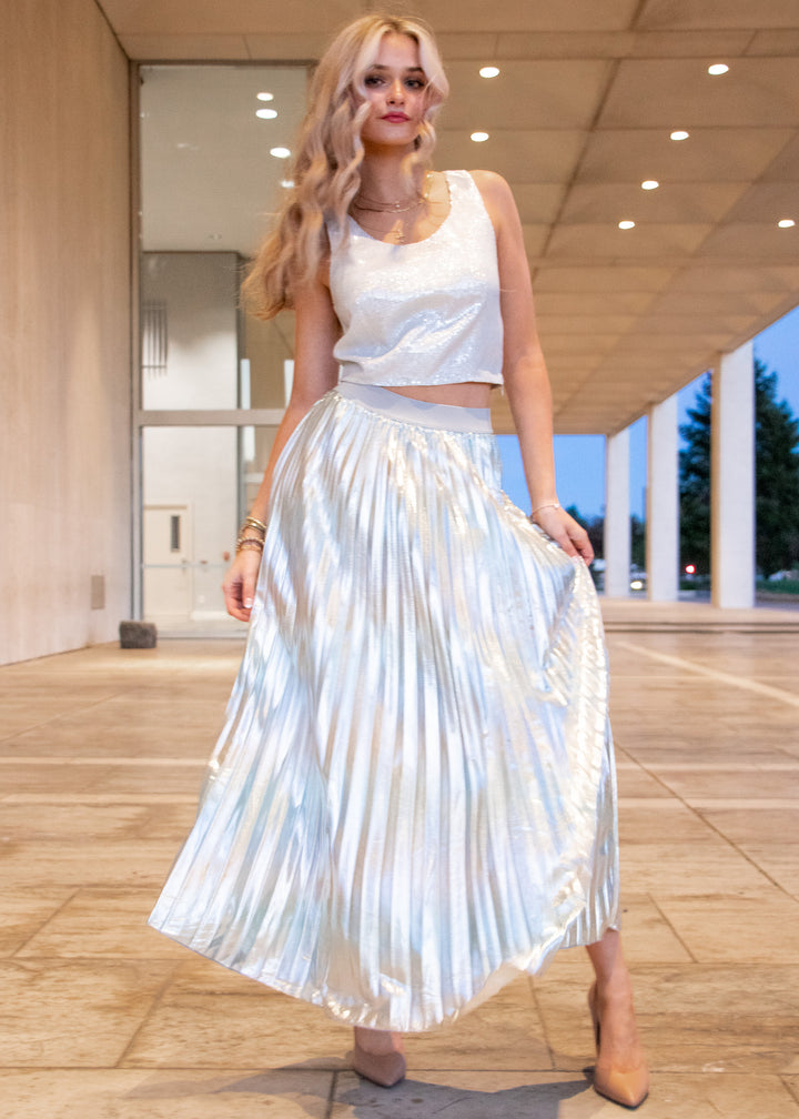 Make the Whole Place Shimmer Silver Tank