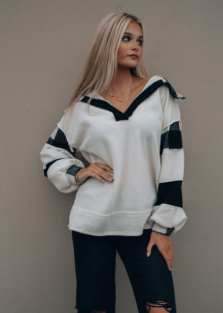 On the Go Checkered Detail Sweater