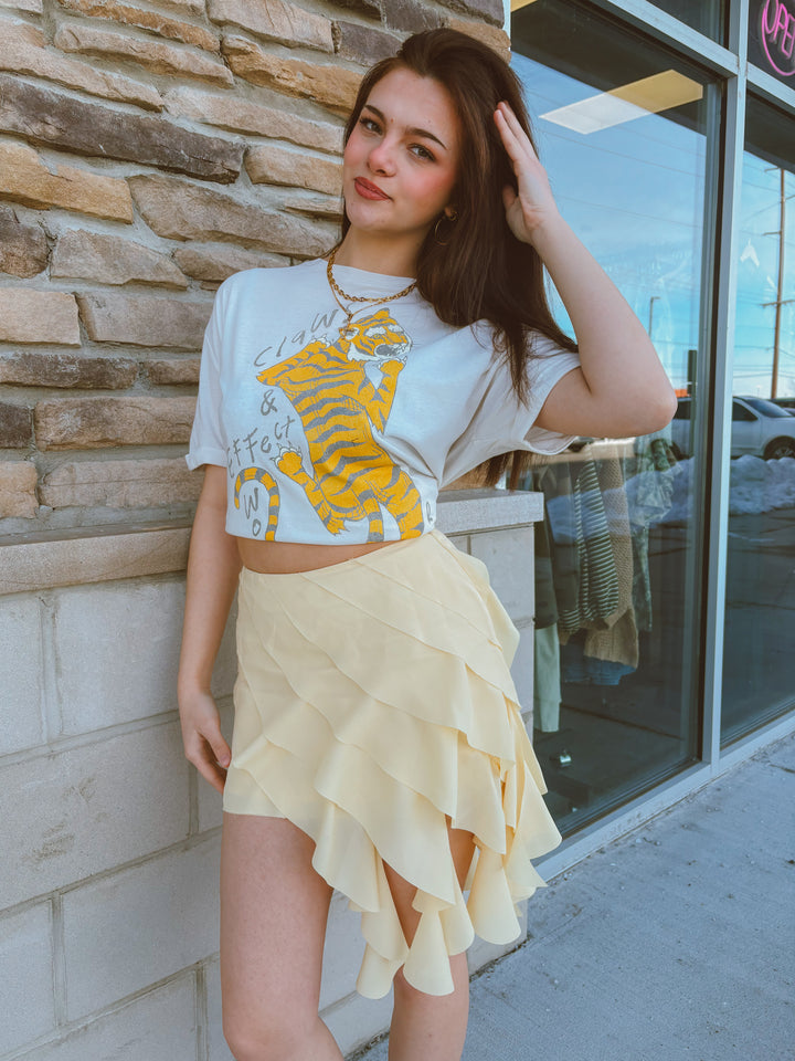 PRE ORDER Butter Yellow Ruffle Mini Skirt