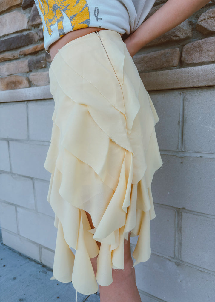 PRE ORDER Butter Yellow Ruffle Mini Skirt