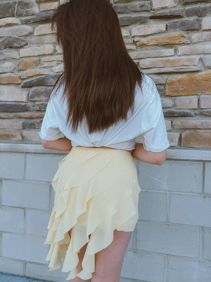 PRE ORDER Butter Yellow Ruffle Mini Skirt