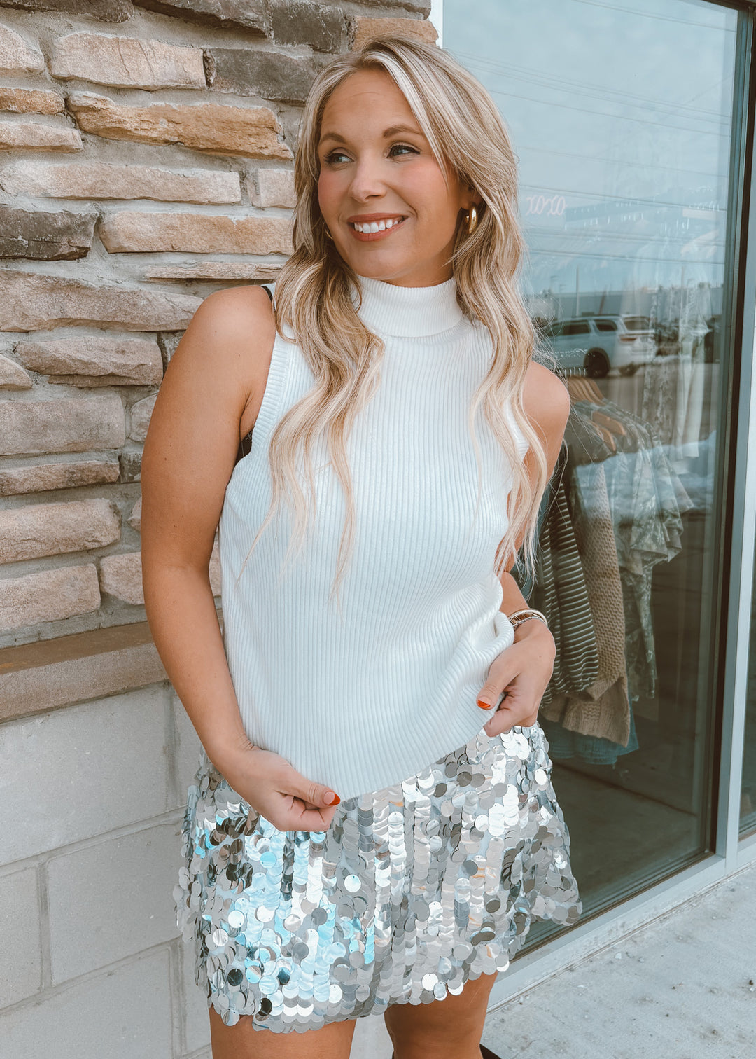 Snow Knit Turtleneck Top