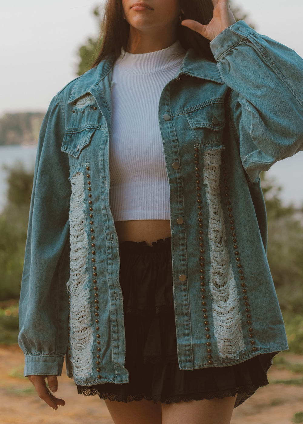 denim jacket with studs 