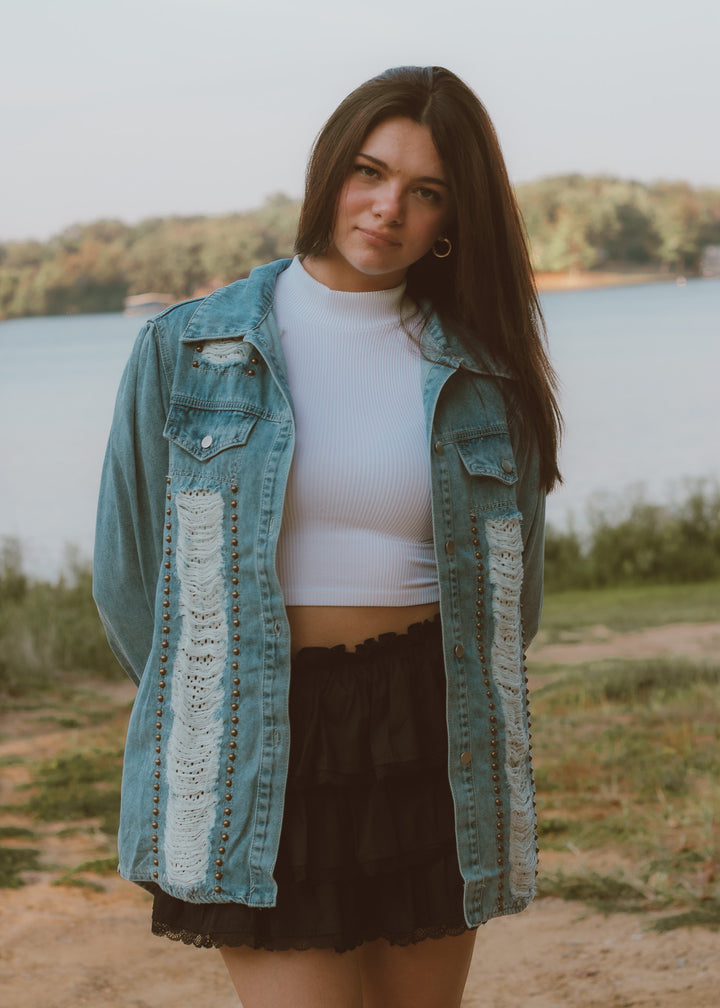 studded denim jacket