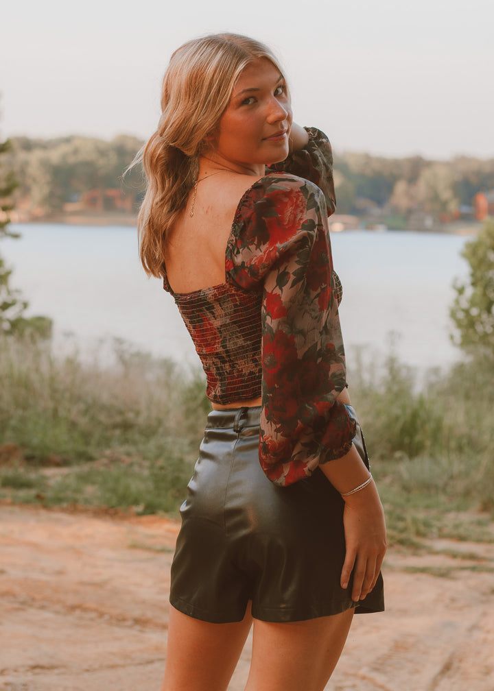 Autumn Crisp Floral Peasant Top