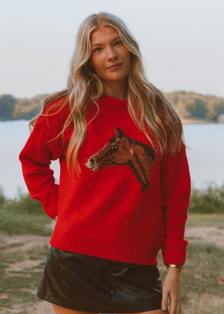 Crimson Canter Horse Sweater