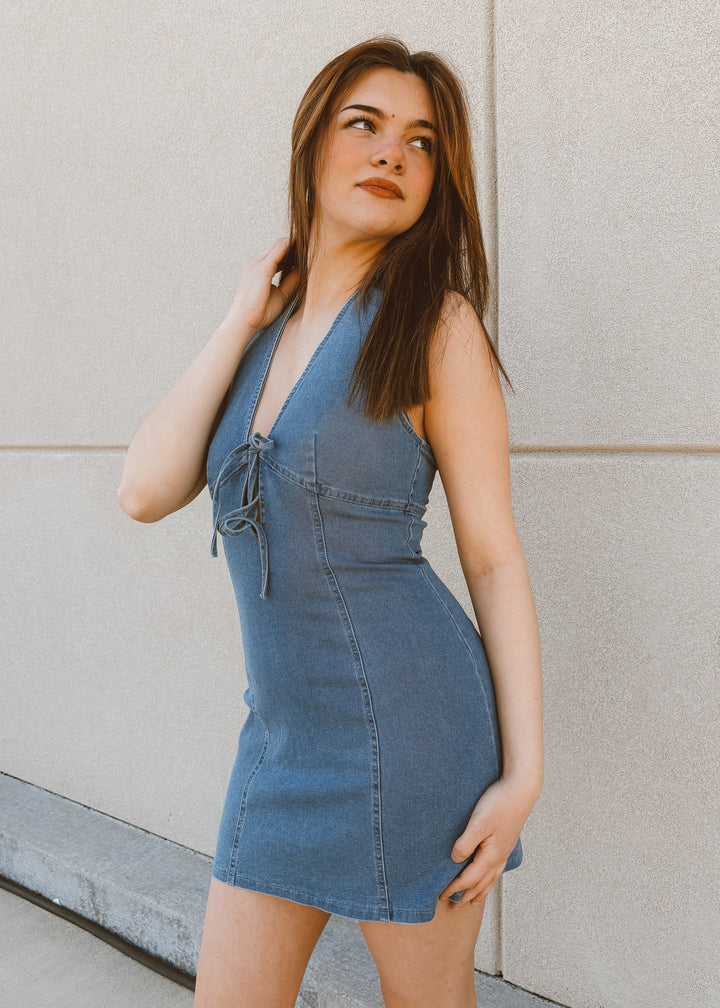 Suzanne Mini Halter Denim Dress