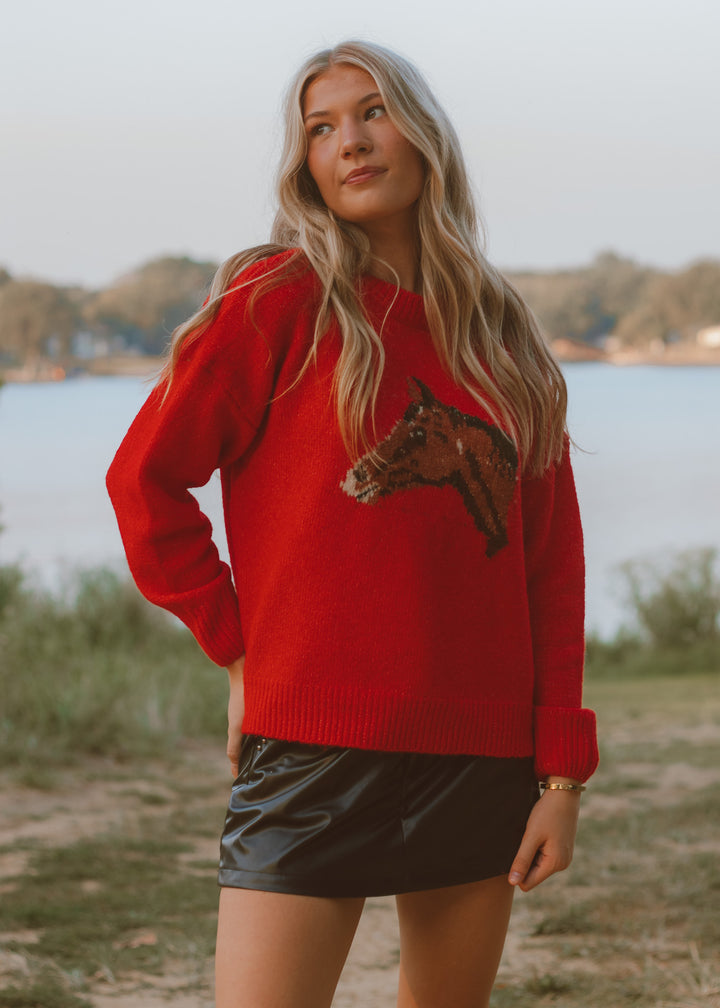 Crimson Canter Horse Sweater