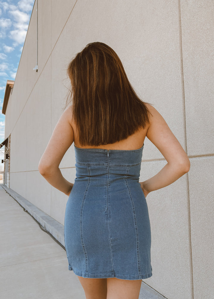 Suzanne Mini Halter Denim Dress
