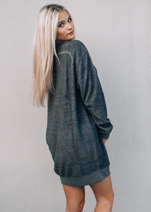 
            
                Load image into Gallery viewer, Snow Bunny Charcoal Sweatshirt Dress
            
        