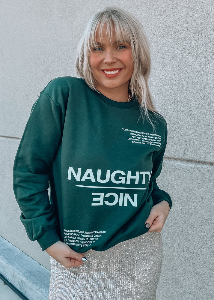 Naughty and Nice Green Crewneck