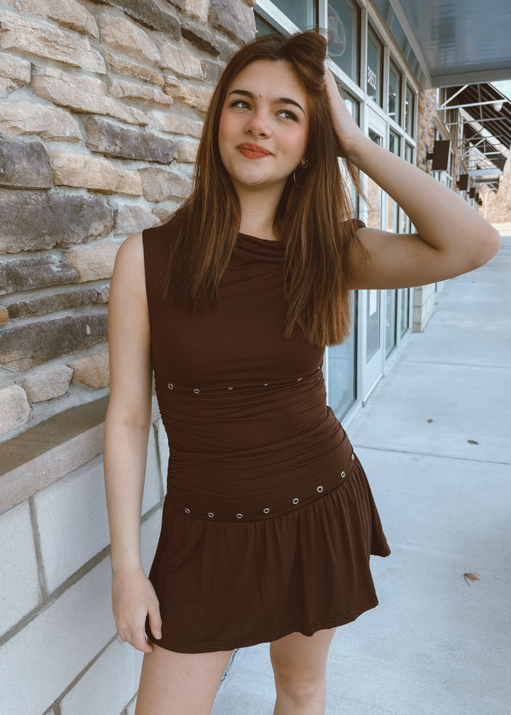 Rowdy Brown Mini Dress
