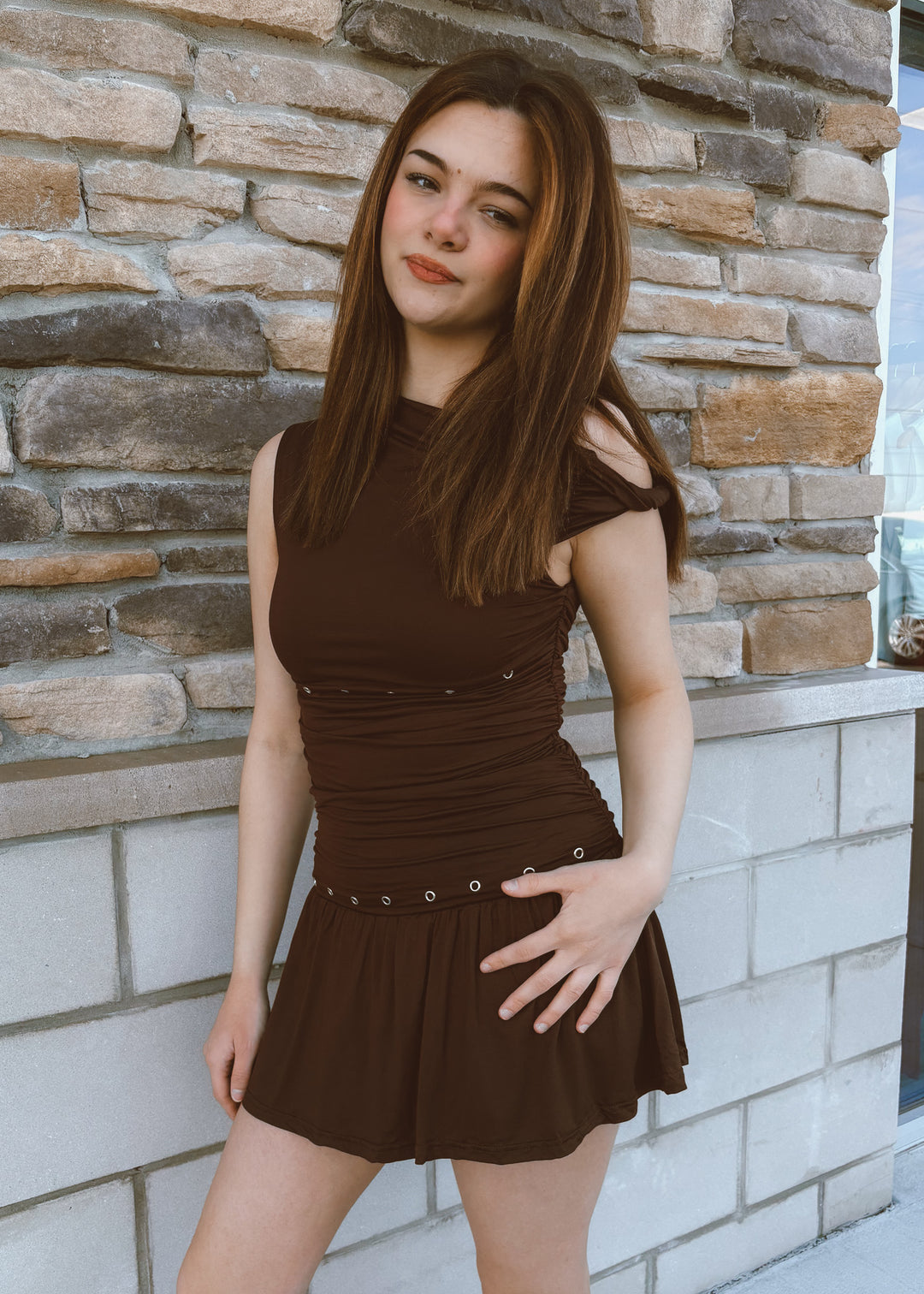 Rowdy Brown Mini Dress