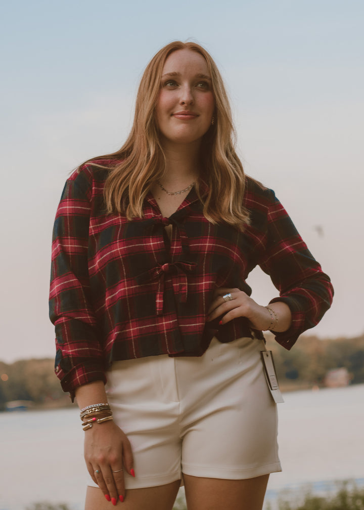 Coastal Holiday Plaid top