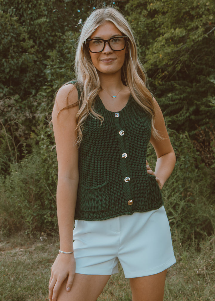 Pining Over You Green Sweater Vest