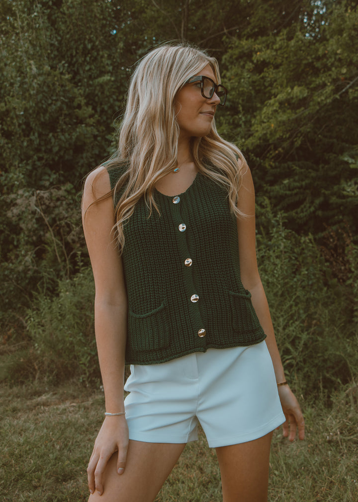 Pining Over You Green Sweater Vest