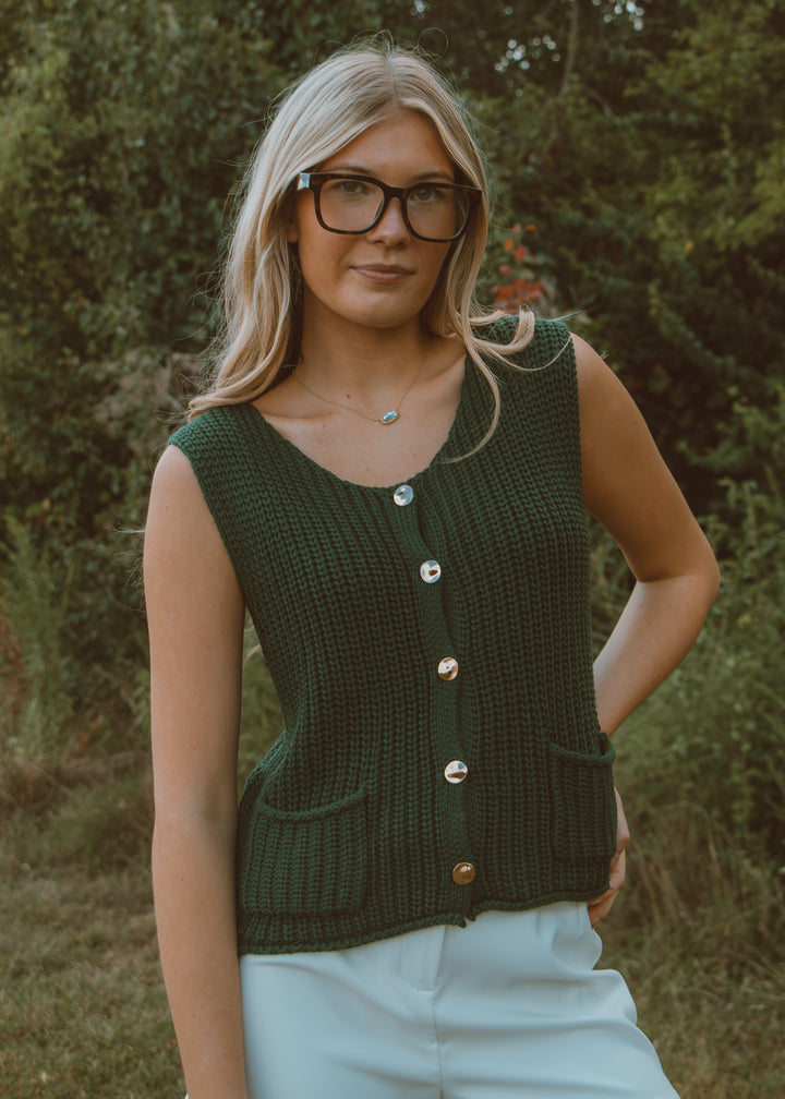 Pining Over You Green Sweater Vest